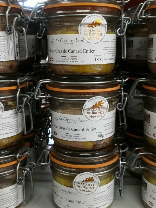 Foie gras de canard entier 90 gr bocal longue conservation ; médaille de bronze au Concours Général Agricole 2023, 2024 et 2025