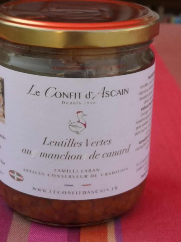 Lentilles cuisinées au manchon de canard 1 part